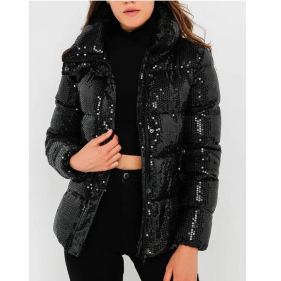 UNREAL FUR Sequin Puffer Jacket - Picture 1 of 6